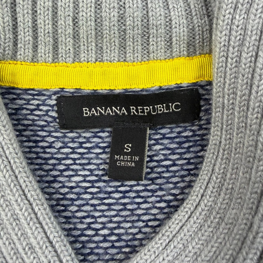 Banana Republic Shawl Collar Sweater Mens Small Navy Blue Merino Wool Birdseye - Picture 3 of 10